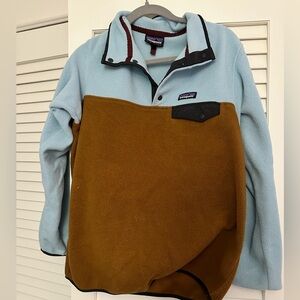 Blue & Brown Patagonia Synchilla Snap-T, size L